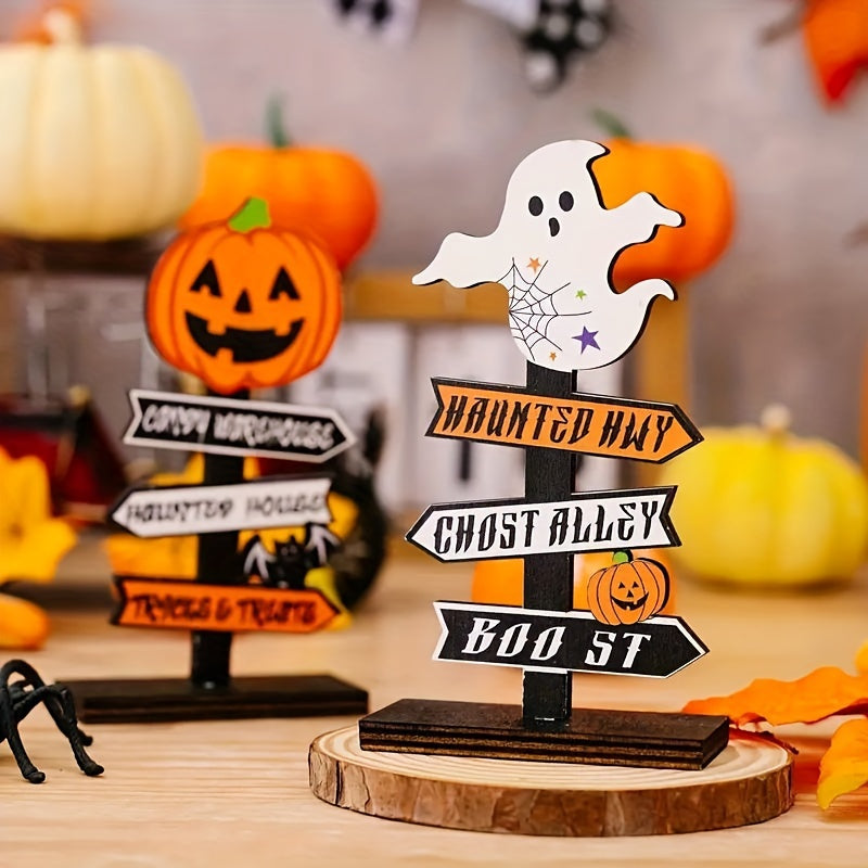Halloween Directional Sign  Ghost  Pumpkin Wood Display - Product detail 5