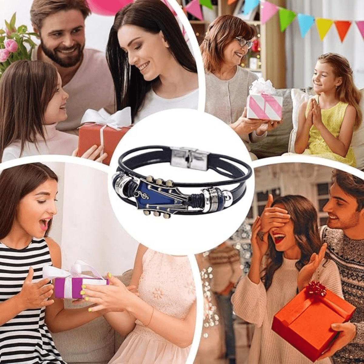 Leather Guitar Bracelet Black Music-Inspired Design - Product detail 9