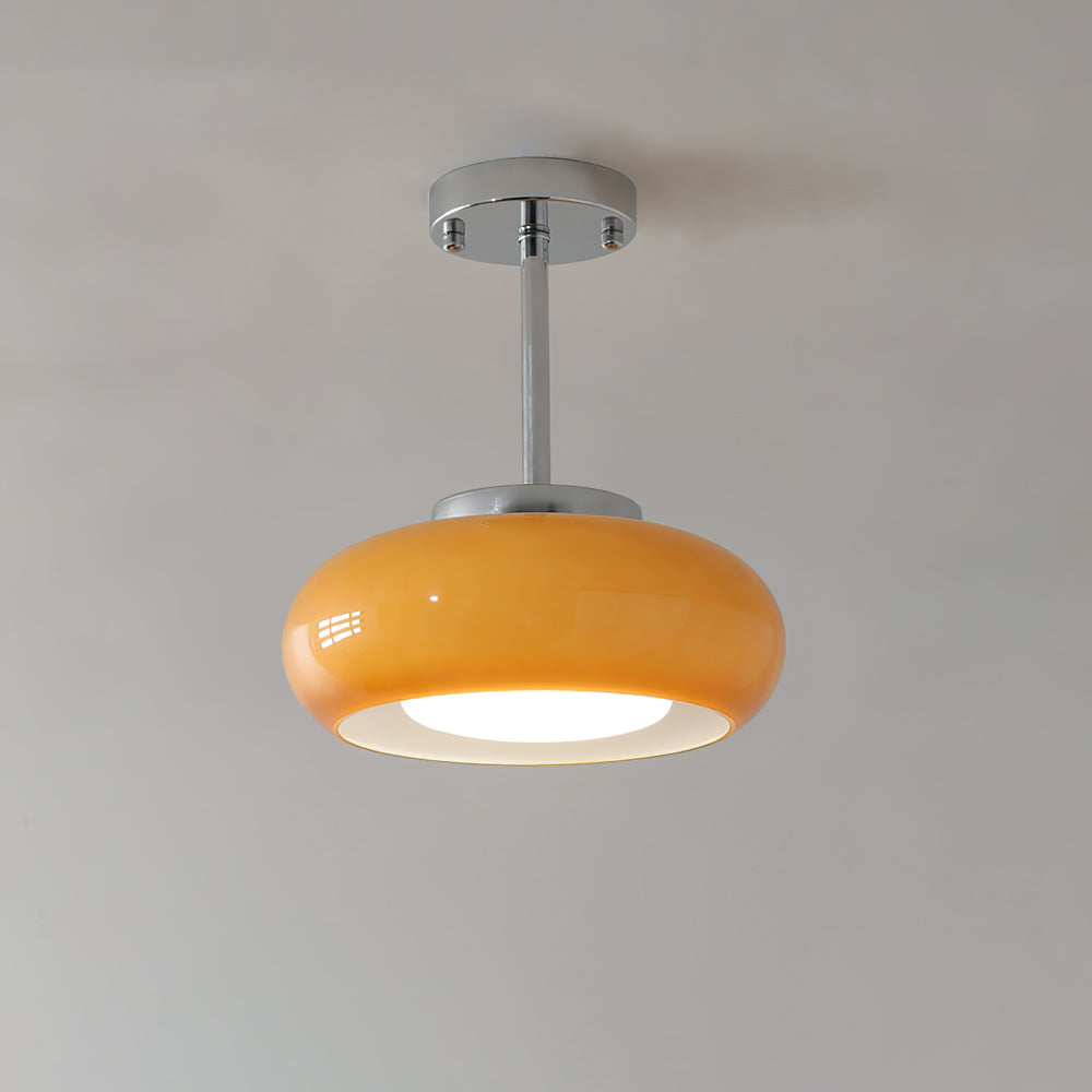Modern Pendant Light Orange Glass Dome with Brass Finish - Product detail 14