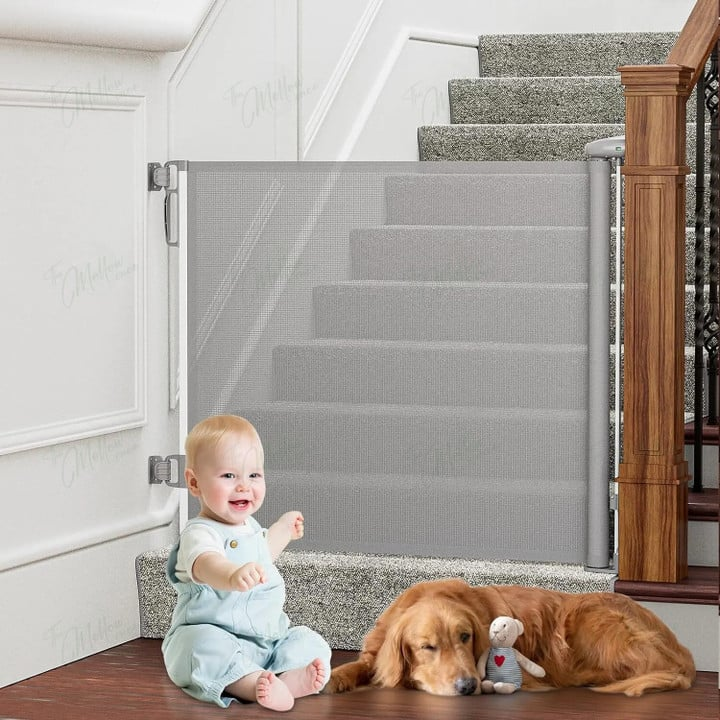 Retractable Baby Gate Extendable Safety Barrier for Stairs - Detailed view