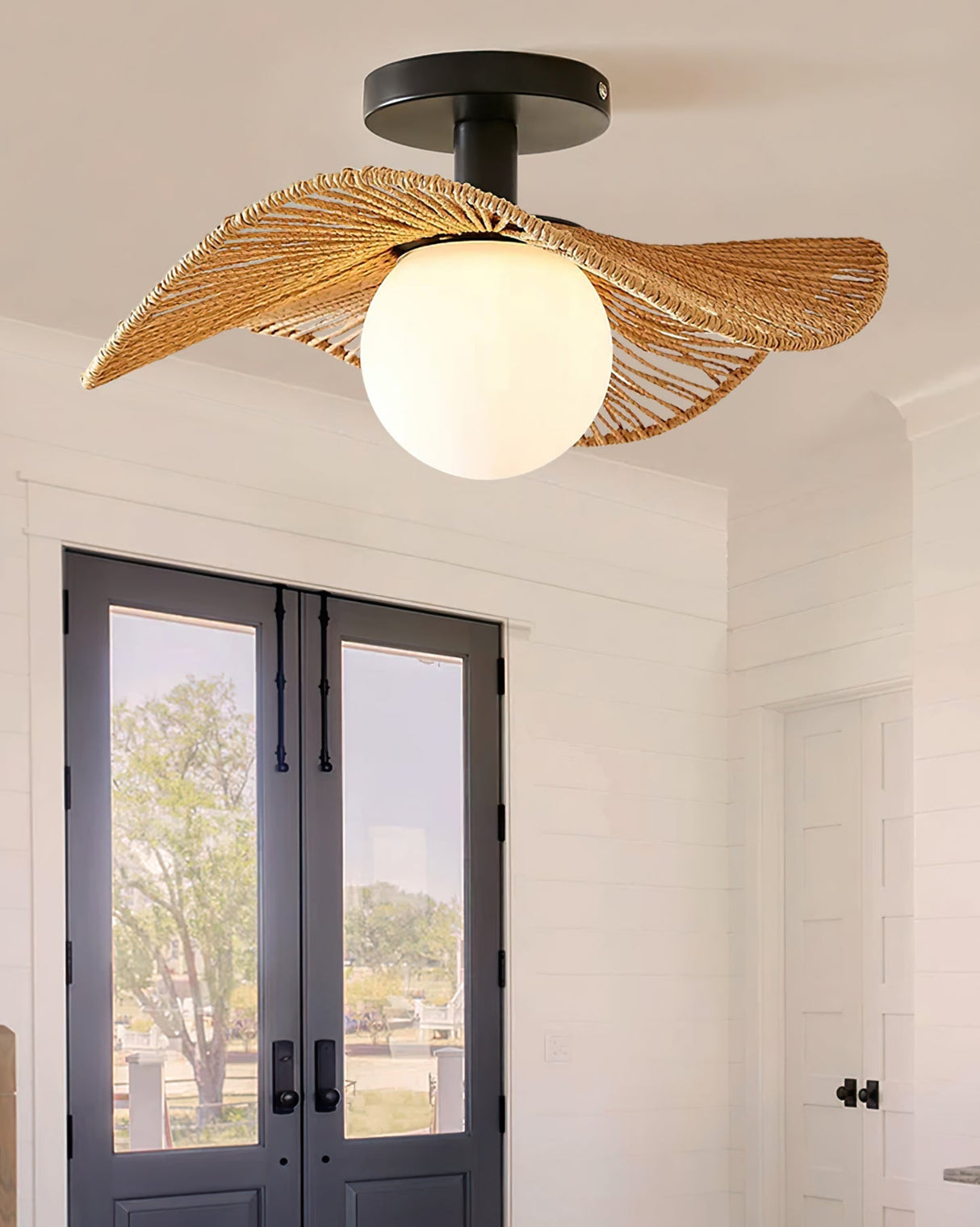 Modern Hemp Ceiling Light Natural Woven Wing Design - Product detail 6