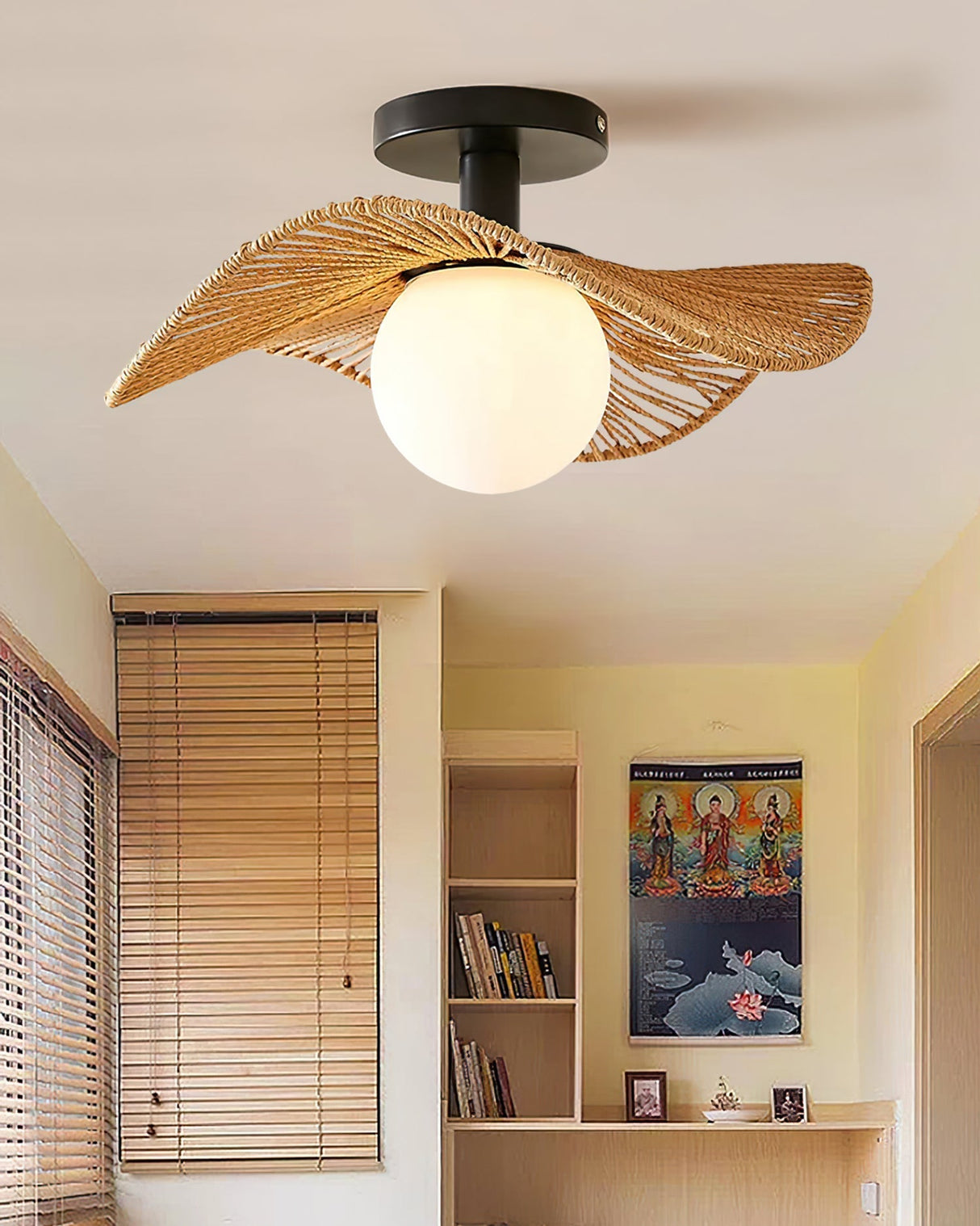 Modern Hemp Ceiling Light Natural Woven Wing Design - Product detail 7