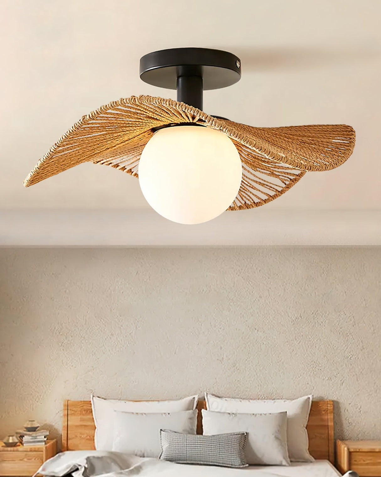 Modern Hemp Ceiling Light Natural Woven Wing Design - Product detail 8
