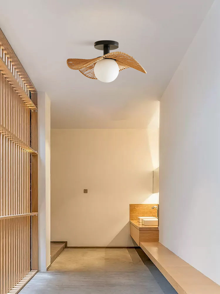 Modern Hemp Ceiling Light Natural Woven Wing Design - Product detail 11