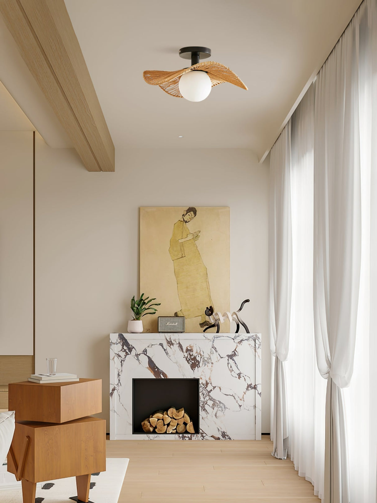 Modern Hemp Ceiling Light Natural Woven Wing Design - Product detail 14