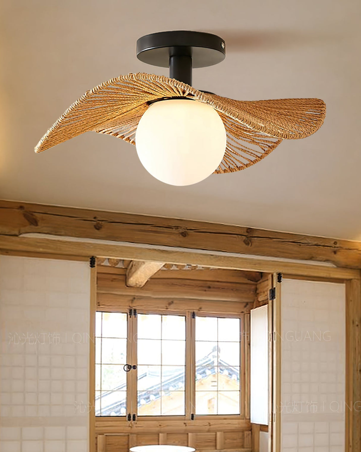 Modern Hemp Ceiling Light Natural Woven Wing Design - Product detail 9