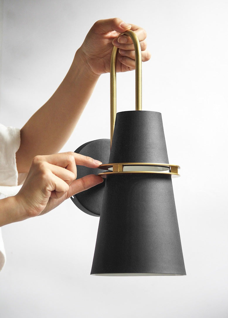 Modern Wall Sconce Blue Metal Gold Trim Design - Product detail 5