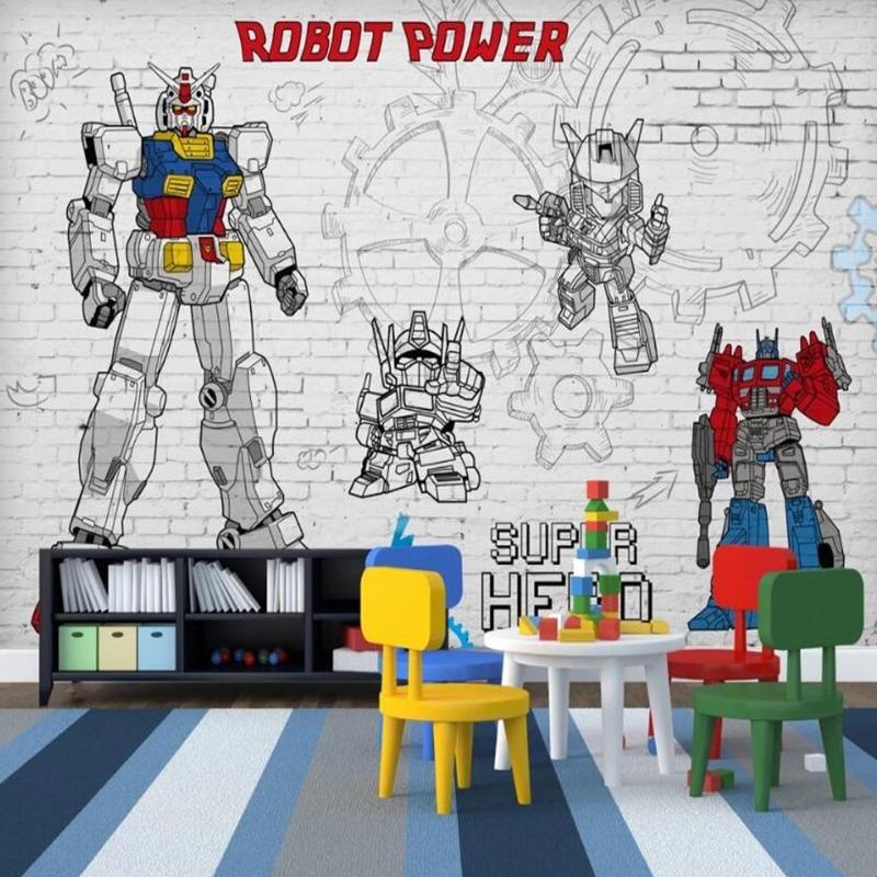 Robot Mural Wallpaper | Super Hero Comic Style Design