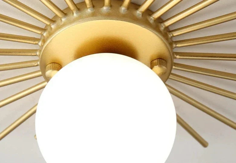 Sunburst Ceiling Light Gold Metal Globe Fixture - Product detail 11