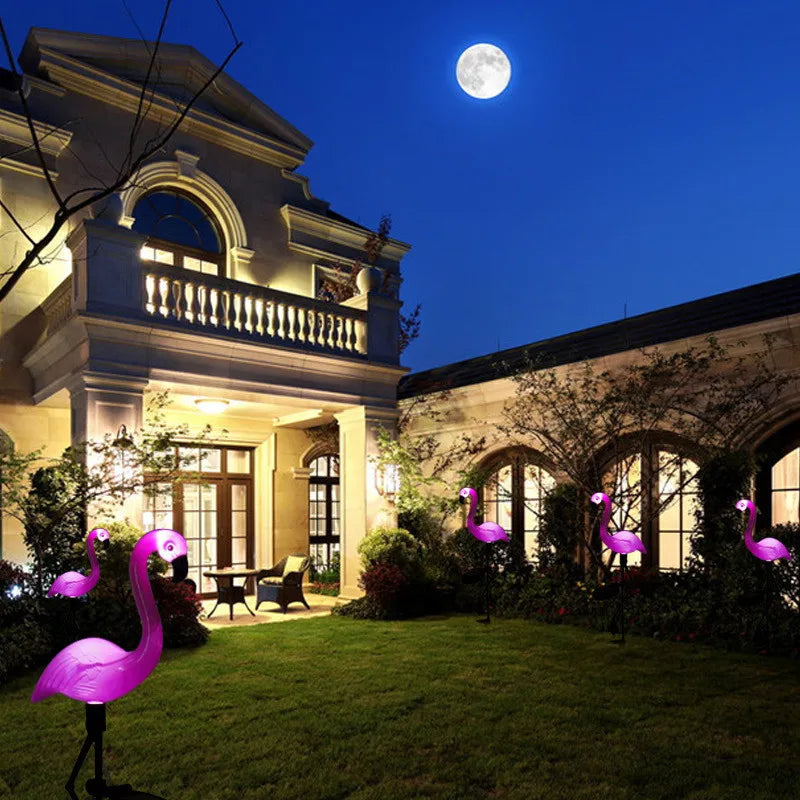 Solar Garden Lights Pink Flamingo Outdoor Stakes - Product example