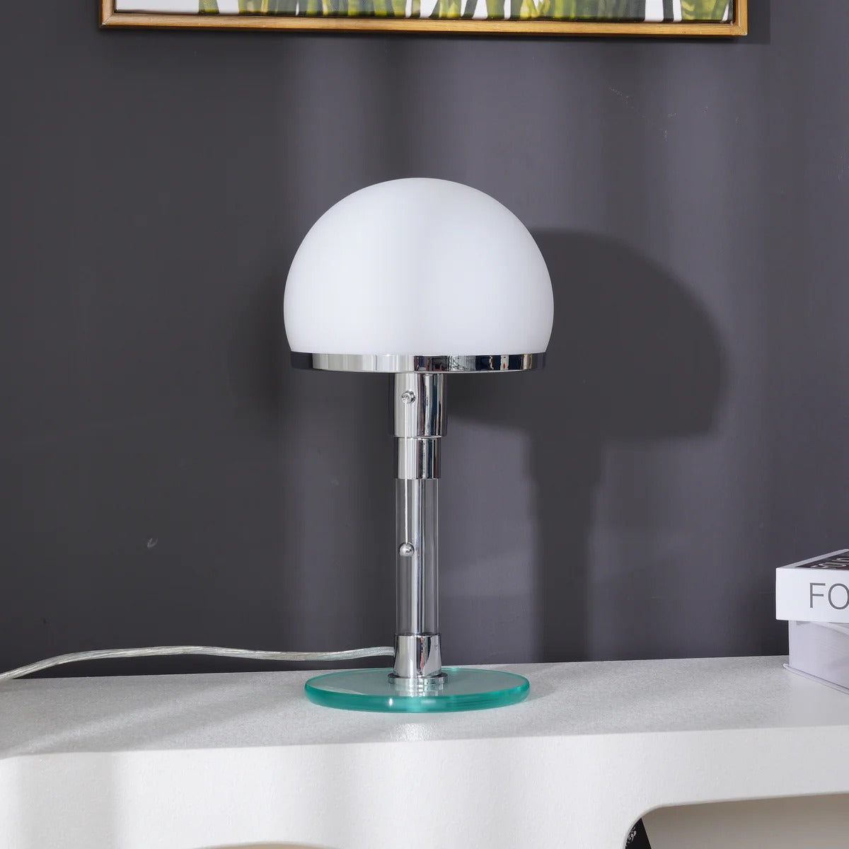 Modern Table Lamp Hemispherical Glass Chrome Design - Product detail 8