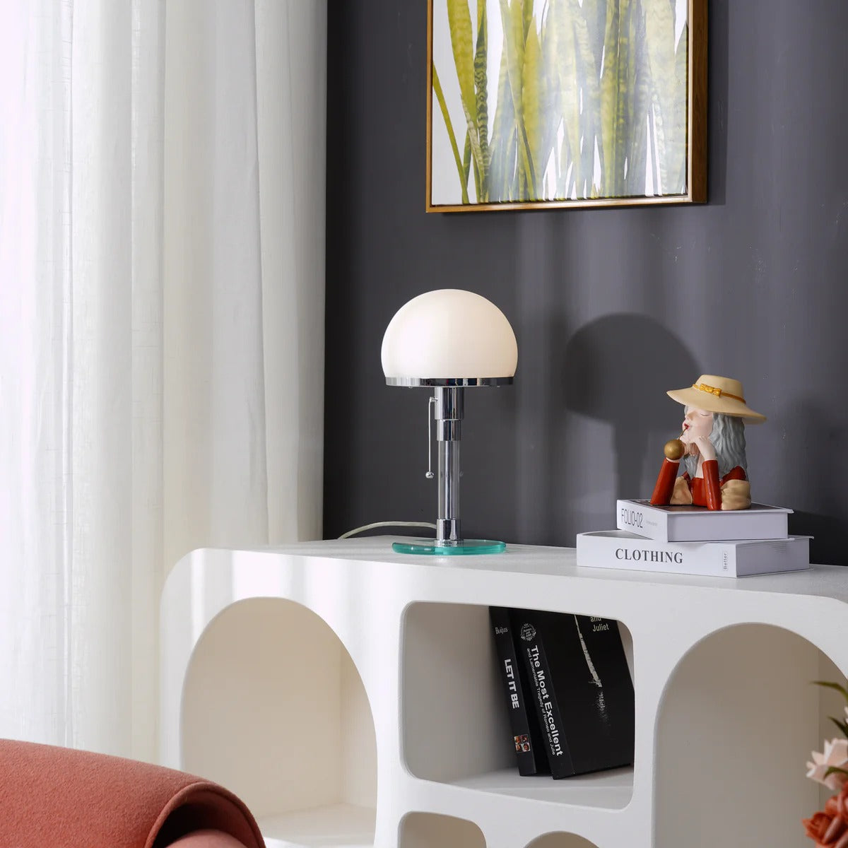 Modern Table Lamp Hemispherical Glass Chrome Design - Product detail 6