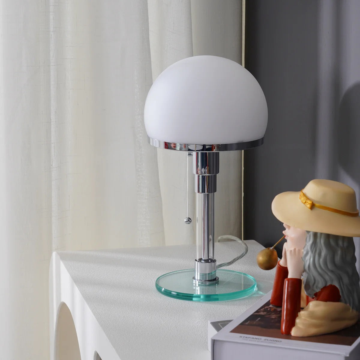 Modern Table Lamp Hemispherical Glass Chrome Design - Product detail 7
