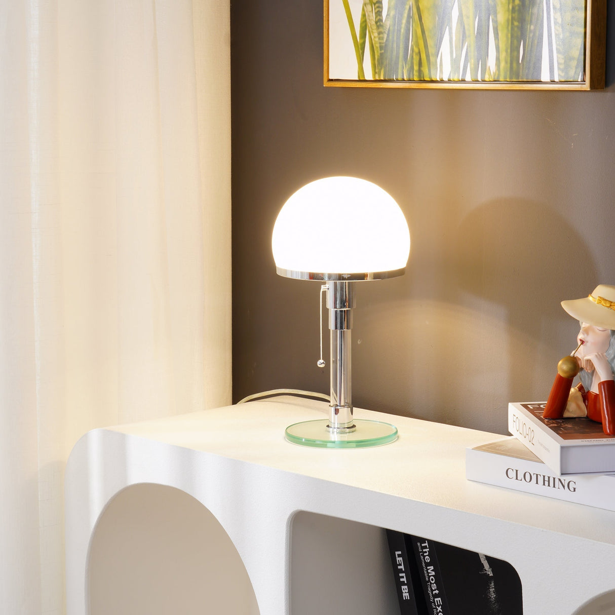Modern Table Lamp Hemispherical Glass Chrome Design - Product detail 10