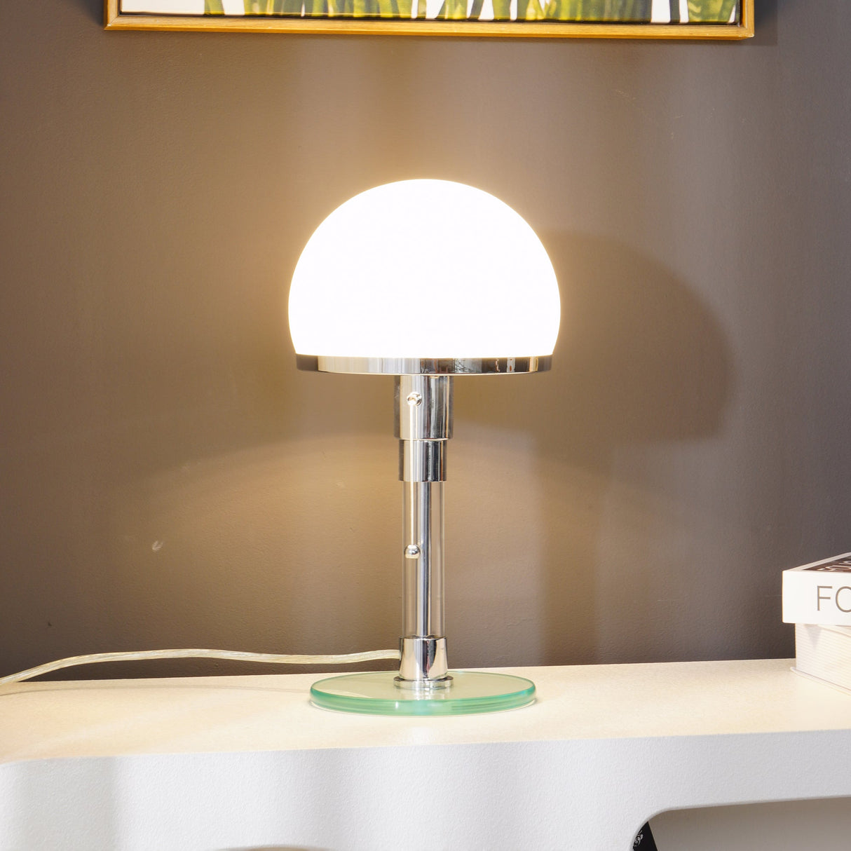 Modern Table Lamp Hemispherical Glass Chrome Design - Product example