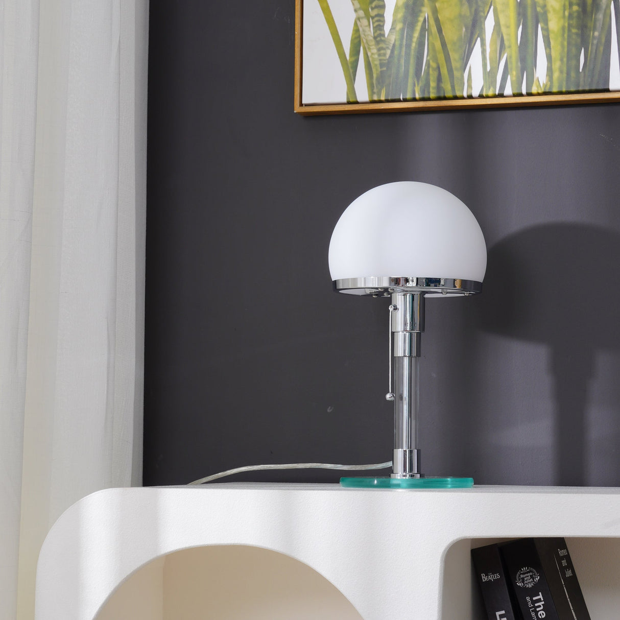 Modern Table Lamp Hemispherical Glass Chrome Design - Product detail 9