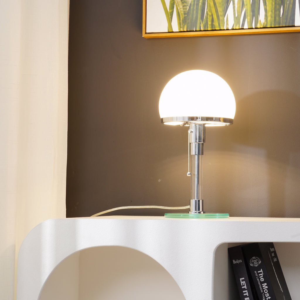 Modern Table Lamp Hemispherical Glass Chrome Design - Product detail 5