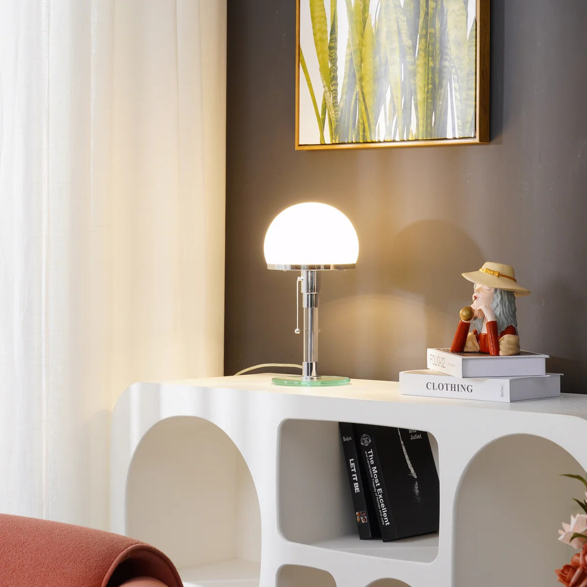 Modern Table Lamp Hemispherical Glass Chrome Design - Product detail 4