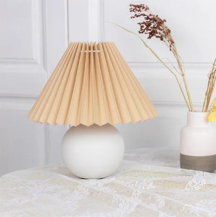 Ceramic Table Lamp Pleated Cream Shade with Burgundy Base - Product detail 12