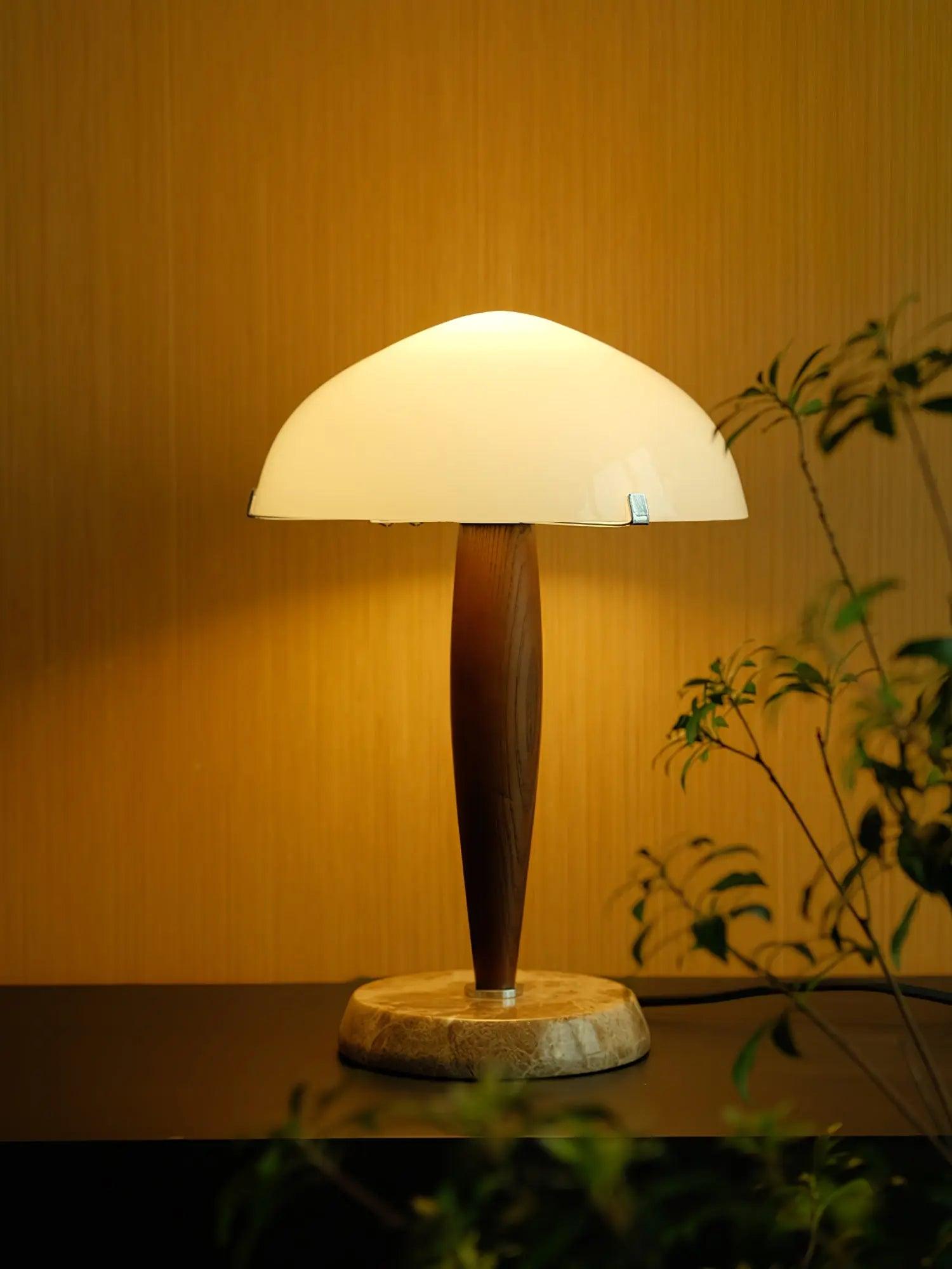Nordic Table Lamp  Walnut Wood with Glass Dome - Product detail 6