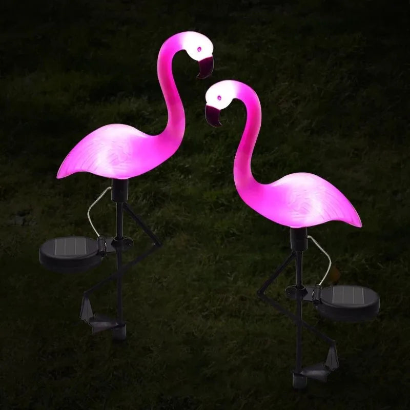 Solar Garden Lights Pink Flamingo Outdoor Stakes - Product showcase