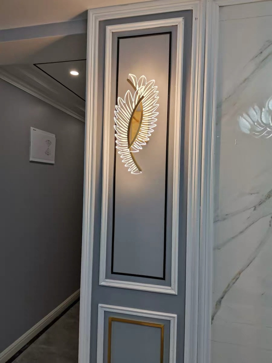 Modern Wing Wall Light Gold LED Feather Design - Product detail 5
