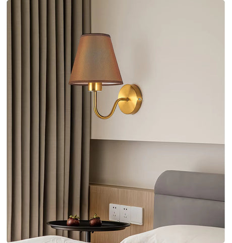 Modern Wall Sconce  Brushed Gold with Fabric Shade - Product detail 8