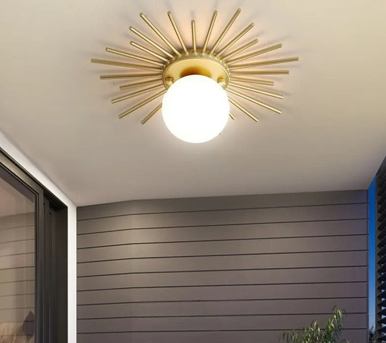 Sunburst Ceiling Light Gold Metal Globe Fixture - Product detail 4