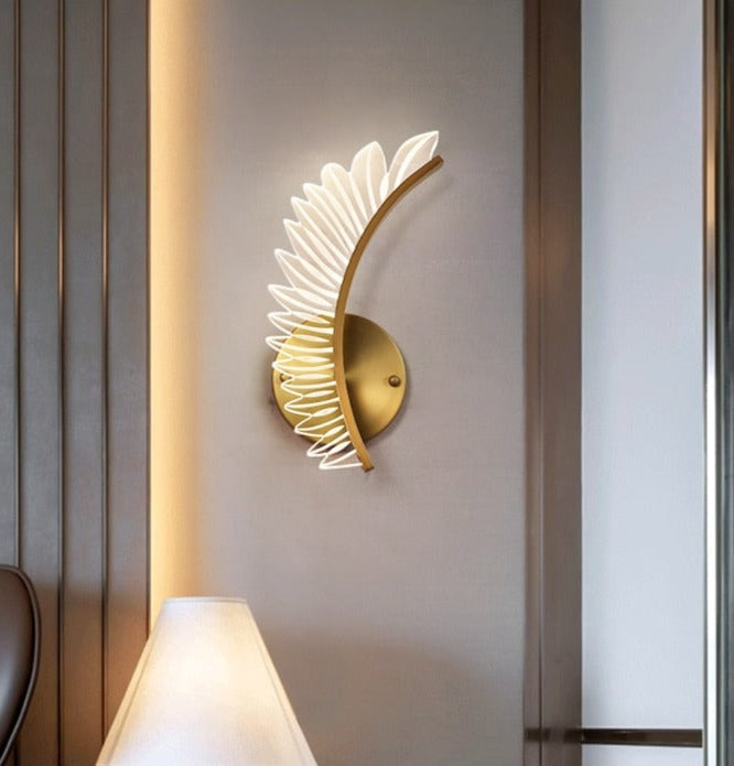 Modern Wing Wall Light Gold LED Feather Design - Product detail 4