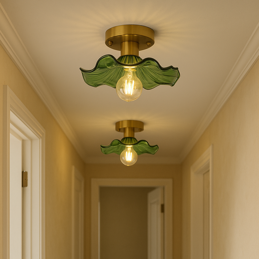 Art Deco Ceiling Light Wavy Glass Flower Shade - Product detail 6