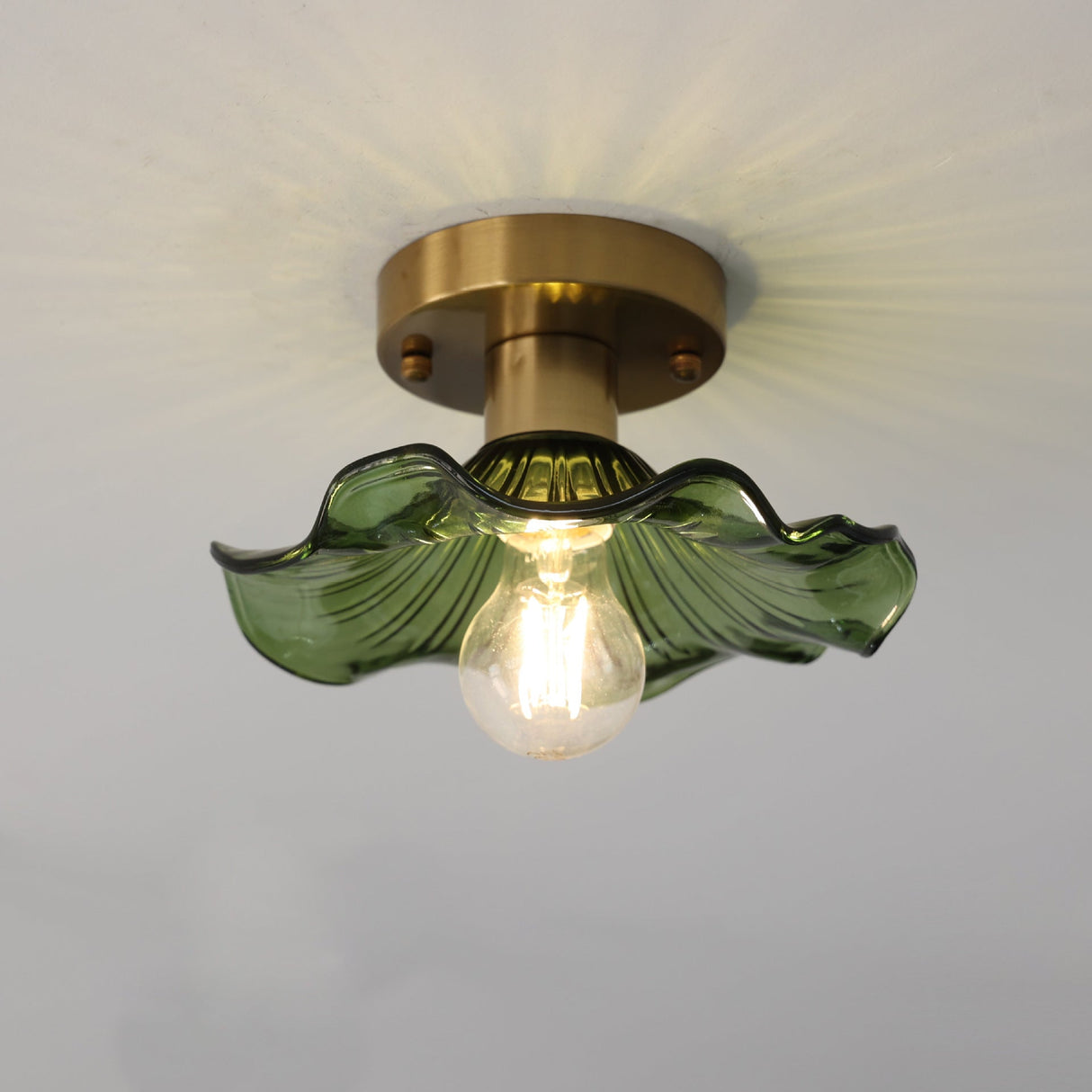 Art Deco Ceiling Light Wavy Glass Flower Shade - Product detail 8