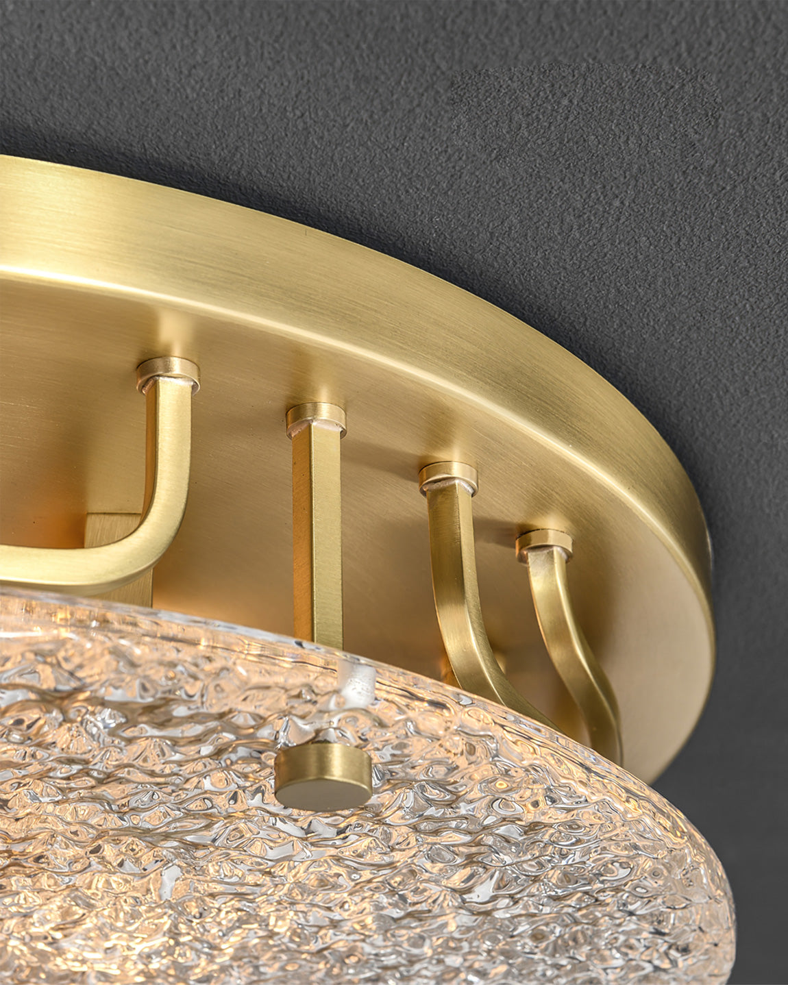 Modern Brass Ceiling Light Textured Glass Diffuser - Product detail 4