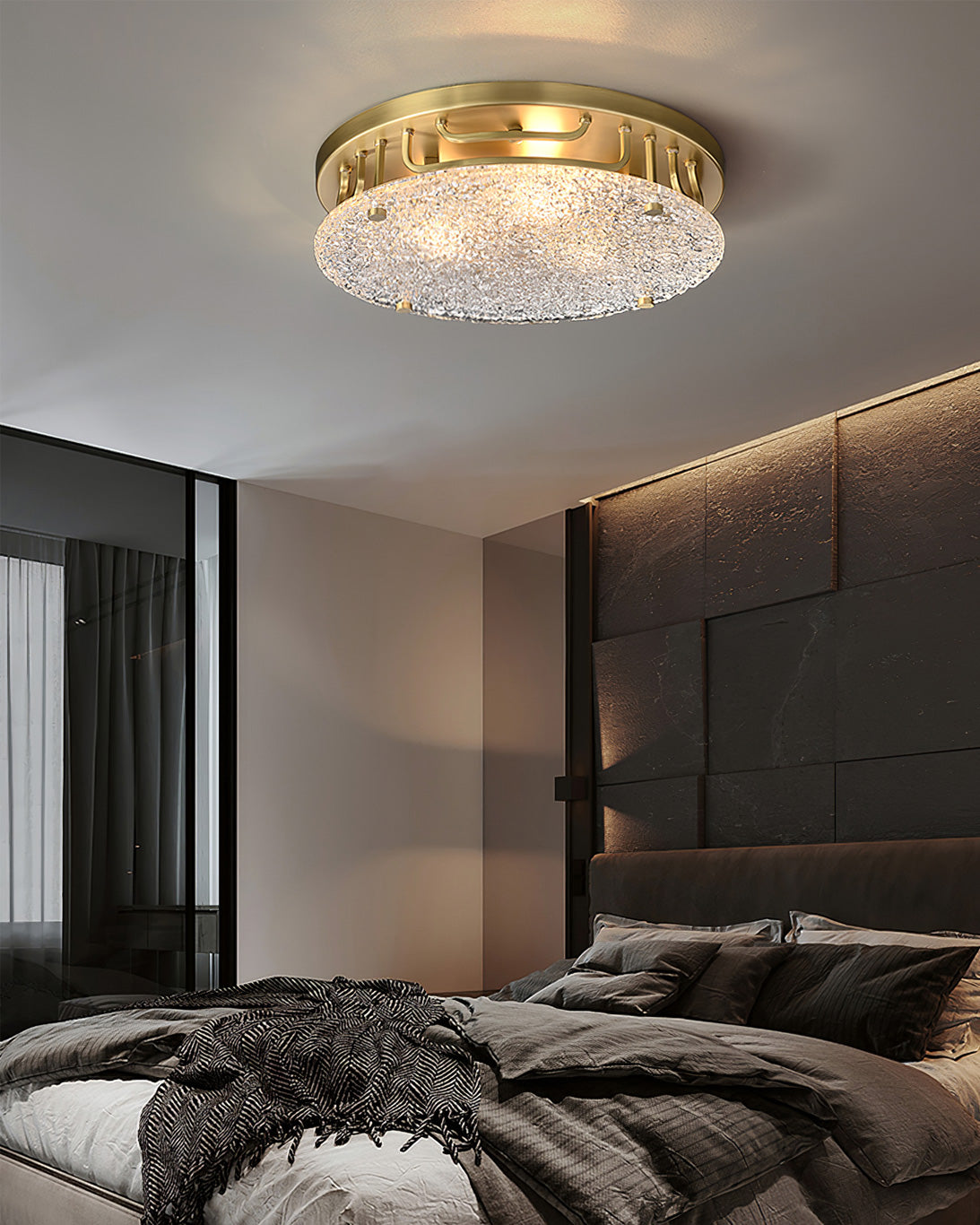 Modern Brass Ceiling Light Textured Glass Diffuser - Product detail 8
