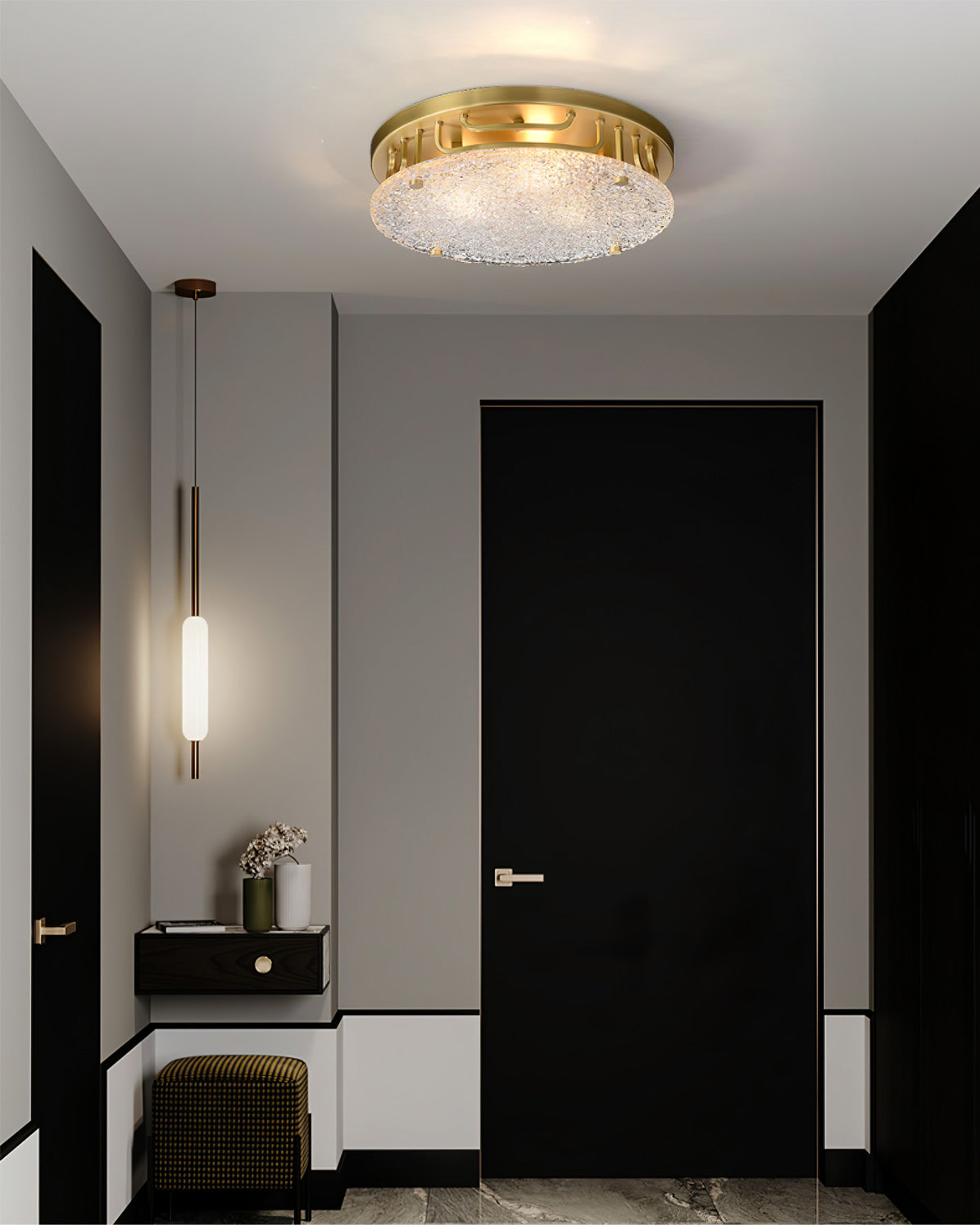 Modern Brass Ceiling Light Textured Glass Diffuser - Product detail 6
