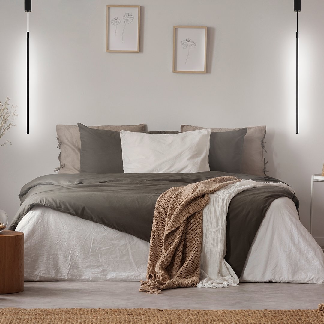 Modern LED Pendant Light Slim Black Aluminum Design - Detailed view