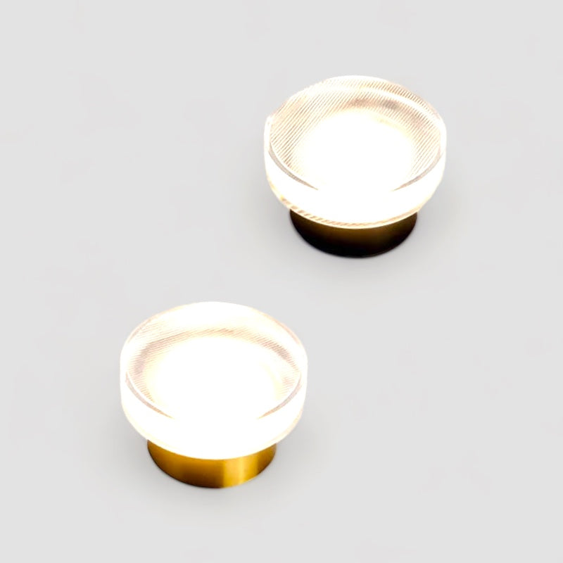 Modern LED Wall Light Round Glass Diffuser With Gold Base - Product showcase