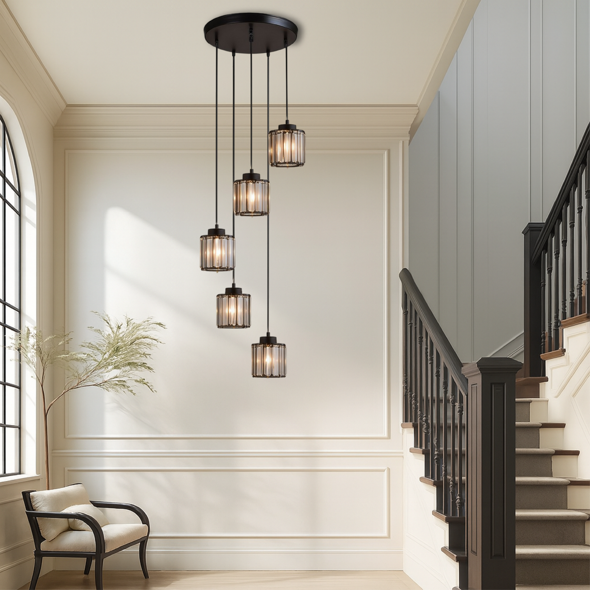 Crystal Stair Pendant Light 5-Tier Glass Cascade Design - Product showcase