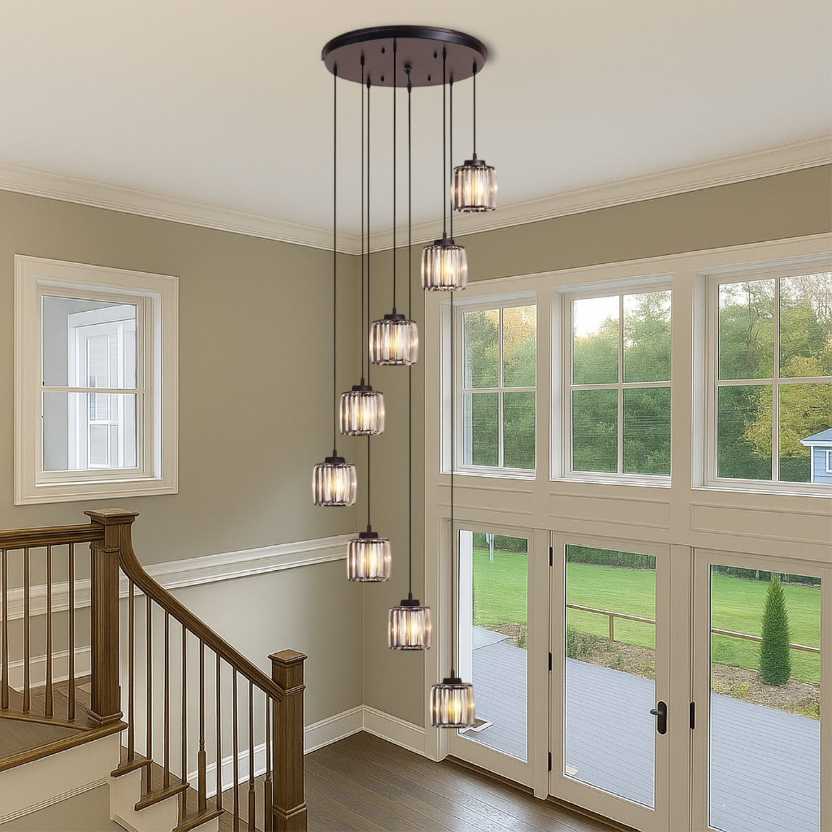 Crystal Stair Pendant Light 5-Tier Glass Cascade Design - Product detail 4