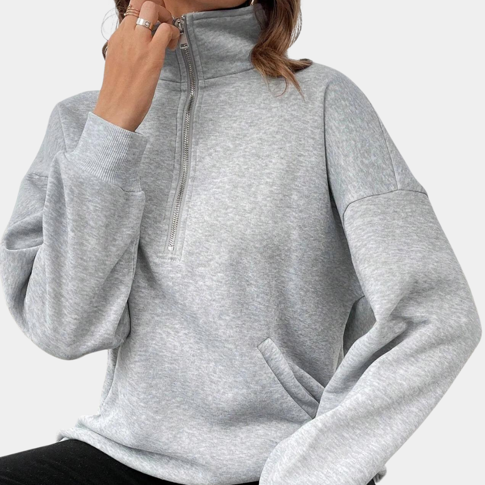 Half-Zip Sweatshirt Women Casual Cotton Blend Pullover - Product detail 4