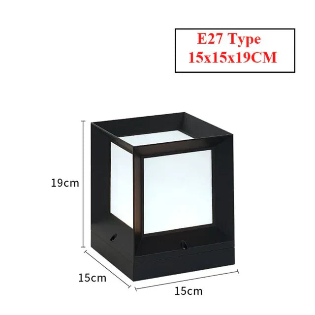 Modern Outdoor Pillar Light Black Frame White Diffuser - Product detail 7