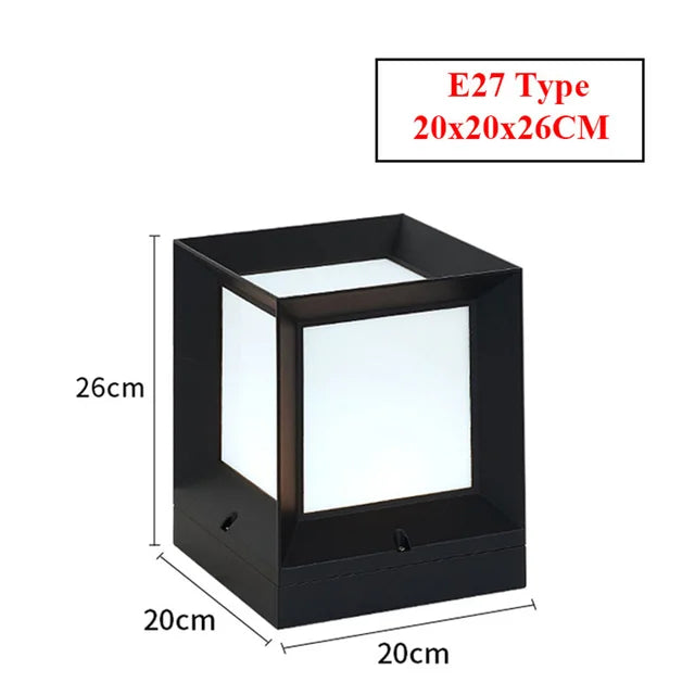 Modern Outdoor Pillar Light Black Frame White Diffuser - Product detail 8