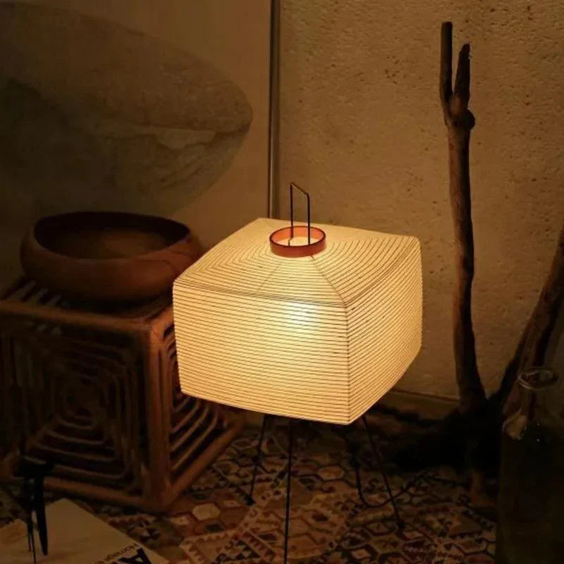 Japanese Table Lamp Rice Paper Shade with Metal Base - Product detail 4