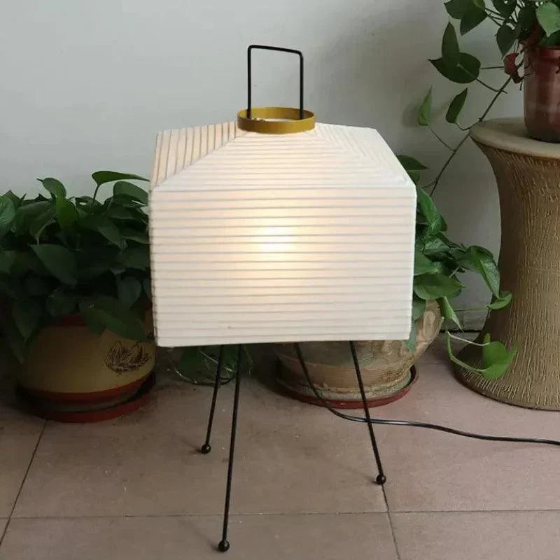 Japanese Table Lamp Rice Paper Shade with Metal Base - Product detail 5