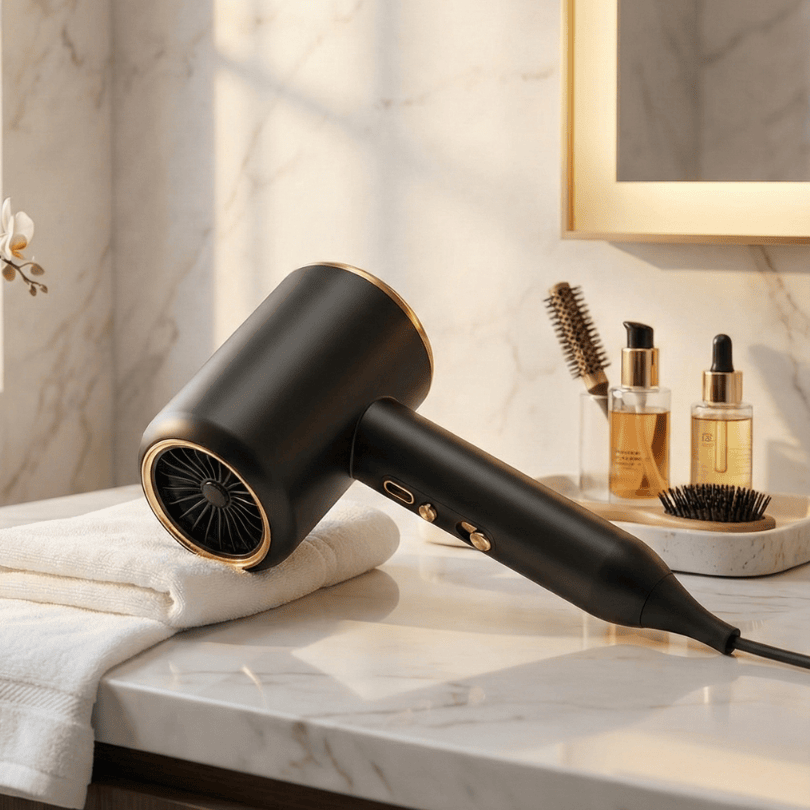 Professional Hair Dryer 2400W Ionic Technology Black Gold - Detailed view