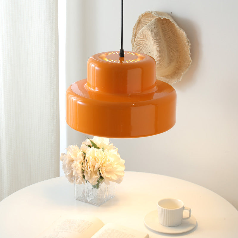 Retro Pendant Light Orange Metal Bauhaus Design - Detailed view