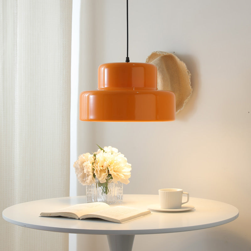 Retro Pendant Light Orange Metal Bauhaus Design - Product example