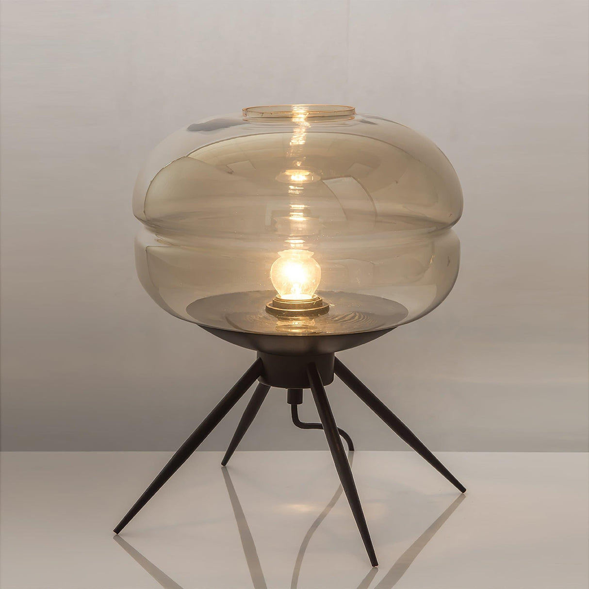 Modern Glass Table Lamp Smokey Dome with Tripod Base - Product detail 16
