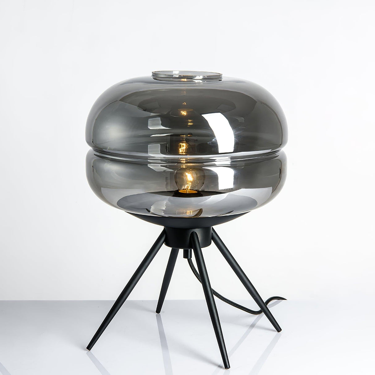 Modern Glass Table Lamp Smokey Dome with Tripod Base - Product detail 5