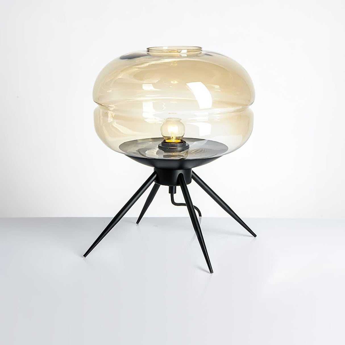 Modern Glass Table Lamp Smokey Dome with Tripod Base - Product detail 10