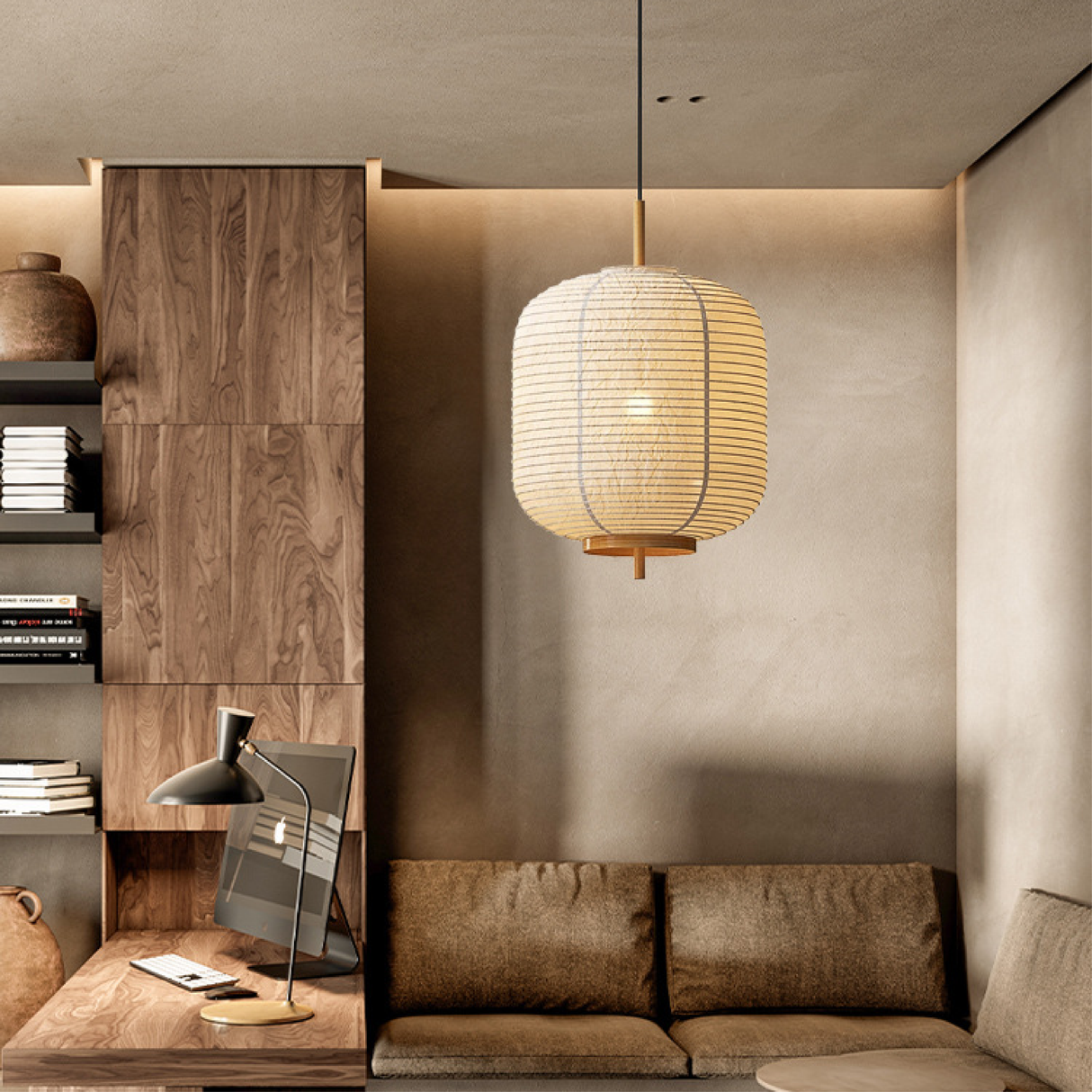 Japanese Rice Paper Pendant Light Traditional Bamboo Lantern Design - Product detail 5